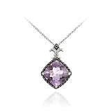 Sterling Silver 4.55ct. TGW Amethyst and Black Diamond Accent Pendant