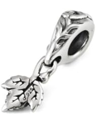 Genuine Ohm Beads (TM) Product. 925 Sterling Silver Maple Leaf Dangle European Bead Charm. 100% Satisfaction Guaranteed.