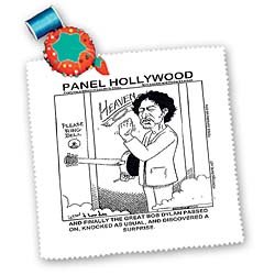 Londons Times Funny Music Cartoons - Bob Dylan Collectible, Knockin On Heaven s Door Ring Doorbell Please - Quilt Squares