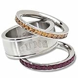 Phoenix Suns NBA Team Logo Crystal Stacked Ring Set Size 8
