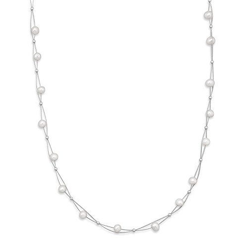 16 Inch Double Strand Cultured Freshwater Pearl Necklace