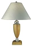 IMAGE OF Lite Source LS-3648PS/NAT Trophy Wood Table Lamp, Polished Steel And Natural with White Paper Shade