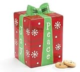 Christmas Gift/Present Shaped Cookie Jar For Holiday Kitchen Decor