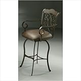 Athena Swivel Barstool with Arms with Florentine Coffee Fabric in Autumn Ru ....