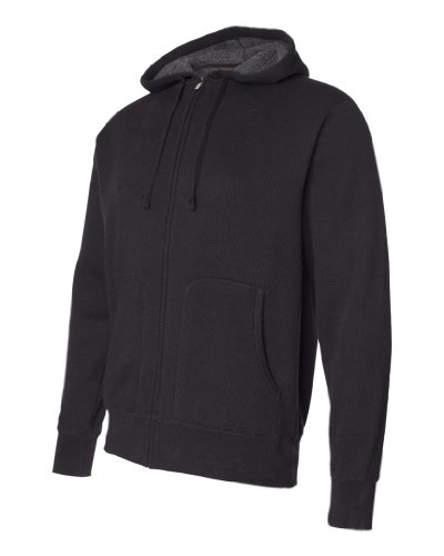 Independent Trading Co. Mens Sherpa Lined Full-Zip Thermal Hoodie (Black/Charcoal, S)
