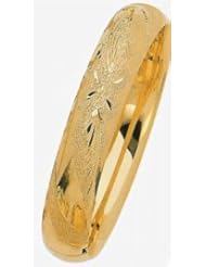 13mm Lazer Hollow Gold Bangle Bracelet