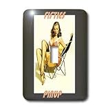 Florene The Fifties - Retro Pinup Girl On Charcoal Gray - Light Switch Covers - single toggle switch