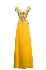 Chiffon Cap Sleeves Jeweled Lace Evening Dress/Prom Dress 