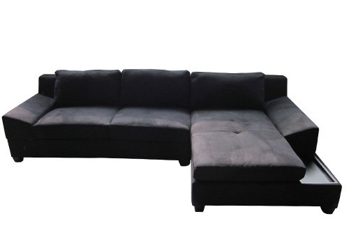 Ecksofa Sofa Wildleder Schwarz&Braun Neu Modern EC003