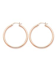 2.5mm, 14K Rose Gold Polished Hoop Earrings, 45mm (1 3/4")
