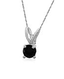 Sterling Silver 8mm Round Sapphire Pendant w/ Light Rope Chain, 18