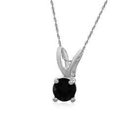 Sterling Silver 8mm Round Sapphire Pendant w/ Light Rope Chain, 18"