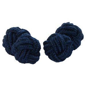 Cheap Navy Blue Silk Knot Cufflinks
