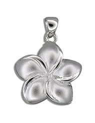 Hawaiian Jewelry Sterling Silver Single Plumeria Flower Pendant