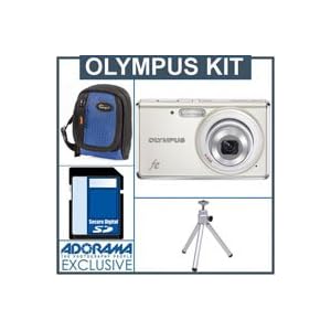 Olympus FE-4020 14 Megapixels Digital Camera Kit, - White - with 4GB SD Memory Card, Camera Case, Table Top Tripod