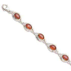 7" Small Oval Amber Cabochon Polished Edge Bracelet by 