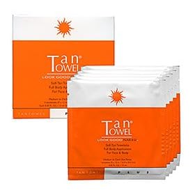 Tantowel Self-Tan Towelette Plus Half Body Application for Face & Body, Medium to Dark Skin Tones