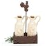 Kitchen & Housewares : Country Rooster Oil And Vinegar Cruets With Wood Holder Embossed Rooster Design For Country Kitchen Decor