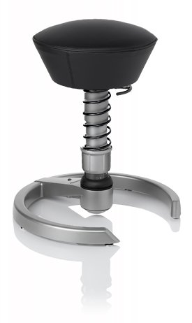 SWOPPER CLASSIC 3D-Aktiv-Bürostuhl Hocker Sitzpolster Normal, Farbe schwarz (Leder), Fussring mit Metallgleiter, Feder MEDIUM, Basis Titan, Federfarbe schwarz (SWOPA80T)