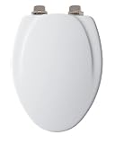 Tools & Hardware : Mayfair 130NISL 000 Designer Series Wood Toilet Seat with Brushed-Nickel Whisper-Close Hinges, Elongated, White