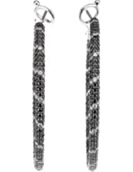 14K White Gold Pair 2 3/4 Ct Tw 14Kw W/Black Rhodium Black And White Gold Diamond Earrings