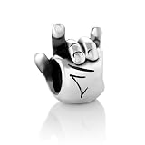 Chuvora Sterling Silver I Love You, Hand Sign Bead Charm Fits Pandora Bracelet