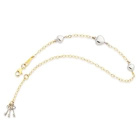14k two toned gold heart anklet, 10 inch