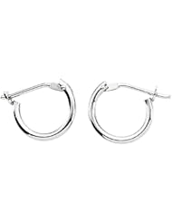 14K White Gold 10 MM Childrens Click Hoop Earrings