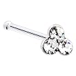 Sterling Silver Clear Gem Trio Nose Bone