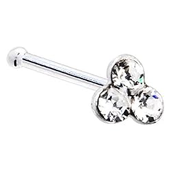 Sterling Silver Clear Gem Trio Nose Bone