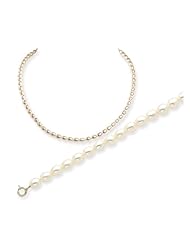 Genuine .925 Sterling Silver Freshwater Cultured Rice Pearl Bracelet and Necklace Set. 100% Satisfaction Guaranteed.