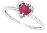 31cztnf D7L. SL160  0.62ct Genuine Ruby and Diamond Heart Ring in 10Kt White Gold