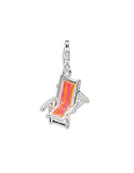 Amore LaVita(tm) Sterling Silver Enamel Beach Chair w/Lobster Clasp Charm for Charm Bracelet
