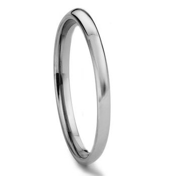 Tungsten Carbide 2MM Plain Dome Wedding Band Sz 4.5 SN#305