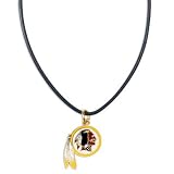 Washington Redskins Leather Cord Necklace and Enameled Pendant NFL Football Sports Team Logo
