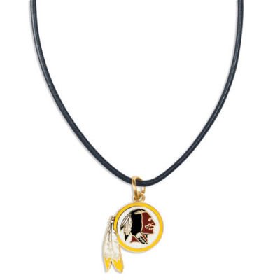 Washington Redskins Leather Cord Necklace and Enameled Pendant NFL Football Sports Team Logo