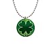1 Inch Button Necklace of Green Shamrock (Celtic, Club, Gold, Irish, Ireland, Little, Charm, Cross, Four Leaf Clover, Jewelry, Necklace, Pendant, Ring, Tattoo, Diamond, Designs, Charm, Lucky, Luck)