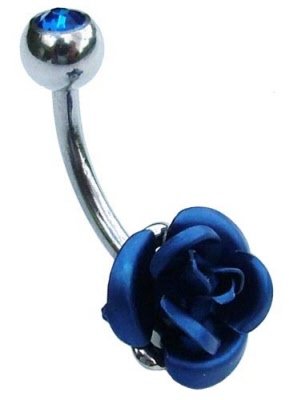 Jules Body Jewellery-Belly Bars-Small Blue Rose 