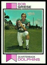 1973 Topps Regular (Football) Card# 295 Bob Griese of the Miami Dolphins VG Condition