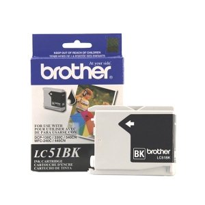 Brother Black Inkjet Cartridge For MFC-240C Multi-Function Printer. LC51BK BLACK INK CART F/DCP130C & MFC-240C/465CN/685CW/885CW/3360C I-SUPL. Inkjet - 500 Page - Black