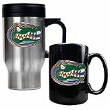 Florida Gators Stainless Steel Travel Mug and Black Ceramic Mug Set