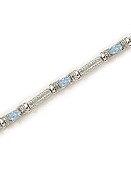 10k White Gold Natural Aquamarine And Diamond Tennis Bracelet