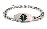 American Medical ID Titanium Curve Black Medical ID Bracelet One size fits all