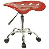 Vibrant Wine Red Tractor Seat and Chrome Stool [LF-214A-WINERED-GG]