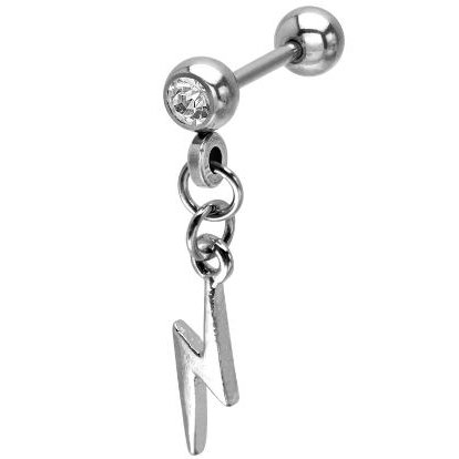 316L Surgical Steel Lock Lightning Cartilage Earrings - Barbell - 18g - 5/16'' - Sold Individually