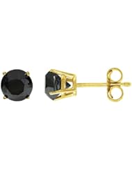 5 CT Black Diamond Stud Earrings 14K Gold