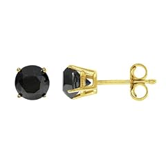 Damen Ohrringe 14 Karat (585) Gelbgold Schwarz Diamant 4 Karat