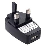 1221 BLACK 3 PIN 1000mA USB UK wall plug AC Power Adapter Charger for MP3 players, ipods, mobile phones, PDA's and Digital Cameras etc - 12 Month Warranty >>> THT Trading