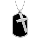Stainless Steel Dog Tag and Cross Pendant, 22