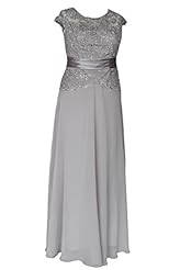 Plus Size A-line Lace Cap Sleeves Chiffon Evening Dress/Mother-of-the-Bride Dress/Party Dress  with a Brush/Sweep Train 